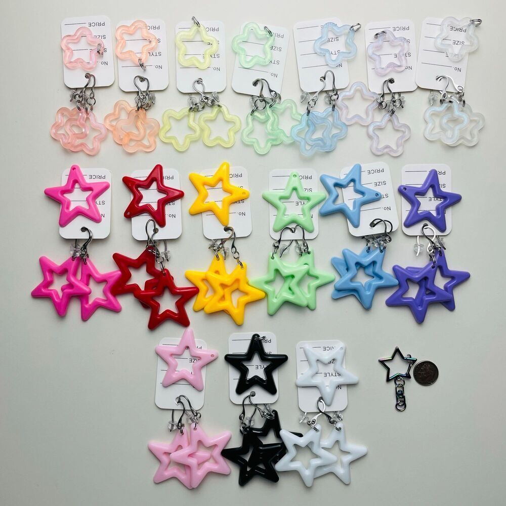 16 colors Star Earrings charms glow kandi kids SS hooks and silicone stoppers - Picture 2 of 9